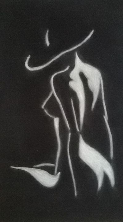 naked woman in white on black - Arte nel mondo