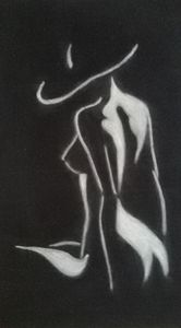 naked woman in white on black