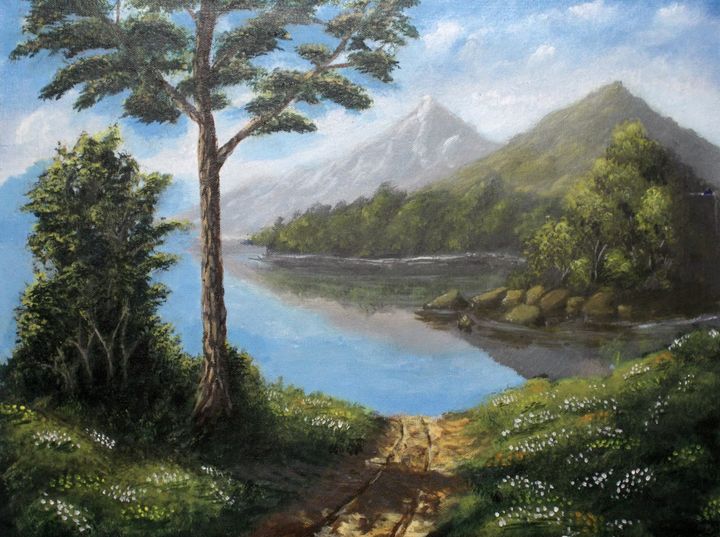 Morning in Lake (Repaint) - Original Oil paintings by Sam Foster