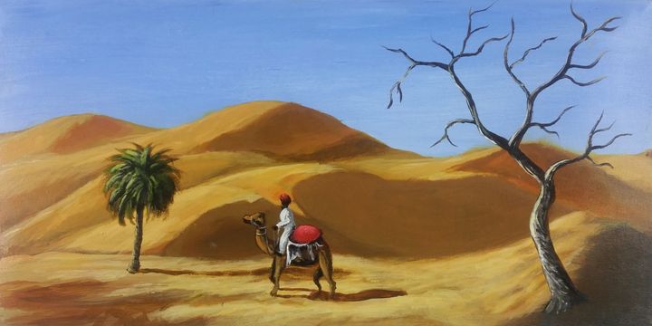 Traveller in the Desert (re-paint) - Original Oil paintings by Sam Foster