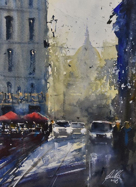 Imaginary Cafe - Tony White Watercolour - Paintings & Prints ...