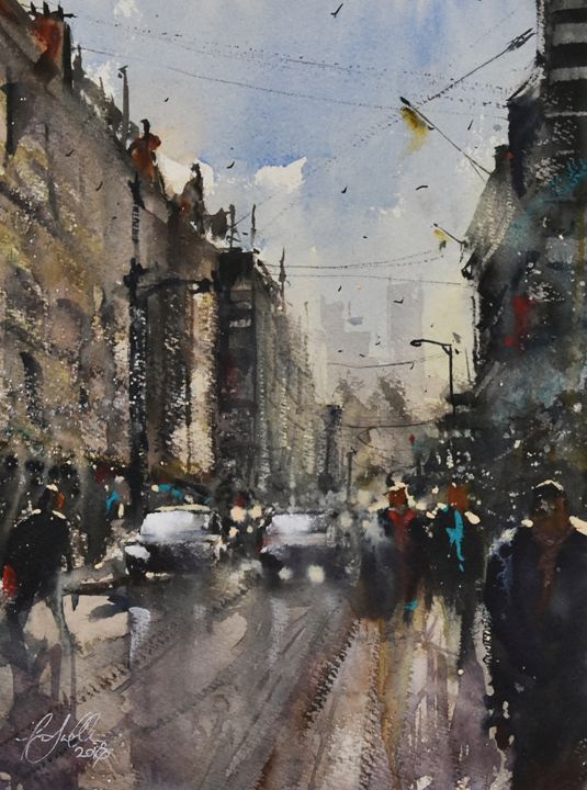 London Street - Tony White Watercolour - Paintings & Prints, Landscapes ...