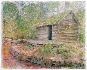 Log Cabin Watercolor Print - Matt Dunn Fine Art Prints
