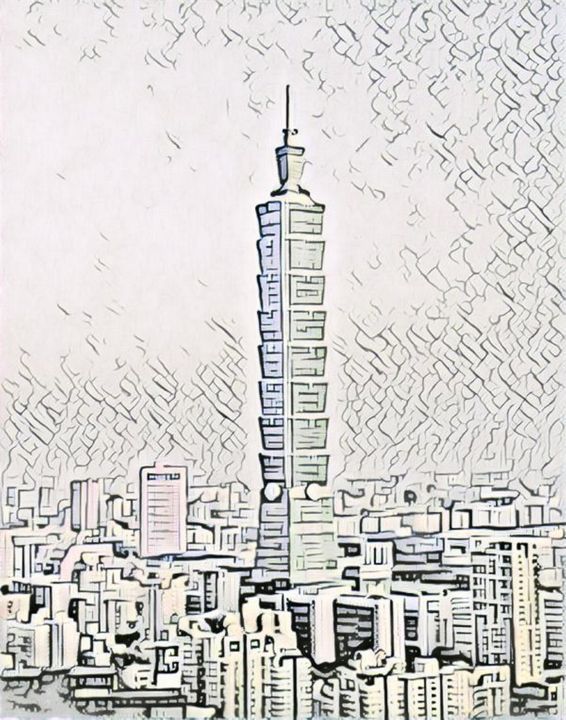 Taiwan Taipei 101 Artistic Paint - faafa - Paintings & Prints, Abstract,  Collage - ArtPal
