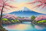Springtime in Japan: Oil Painting - Oil and Canvas - Paintings