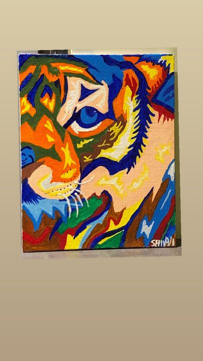 Colourful tiger - SKD handmade painting