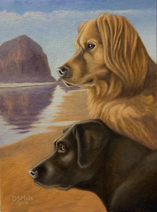 Cannon Beach Canines - Dan Mills Art