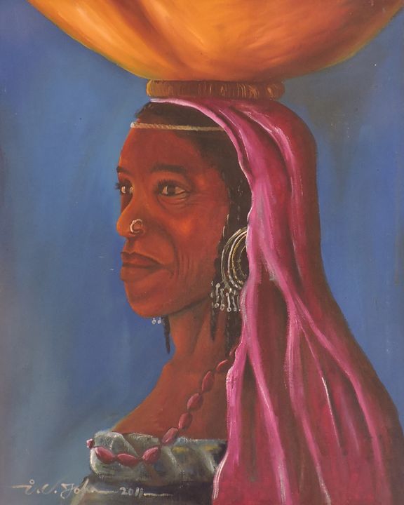 FULANI MILK MAID - Johnson Ekanem - Paintings & Prints, Ethnic