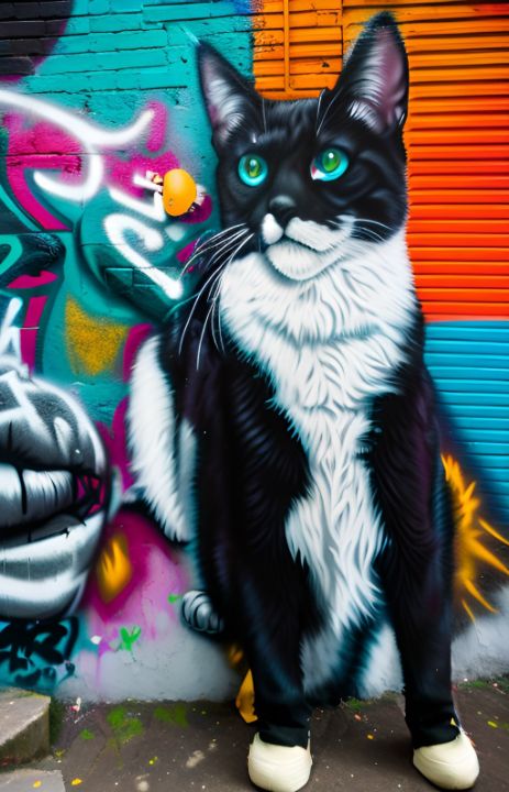 Graffiti kitty - Lee Duvall - Digital Art & AI, Abstract, Other ...