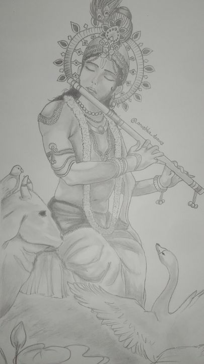 Vikas Kumar Art - An old work. Pencil drawing of Lord Krishna | Facebook