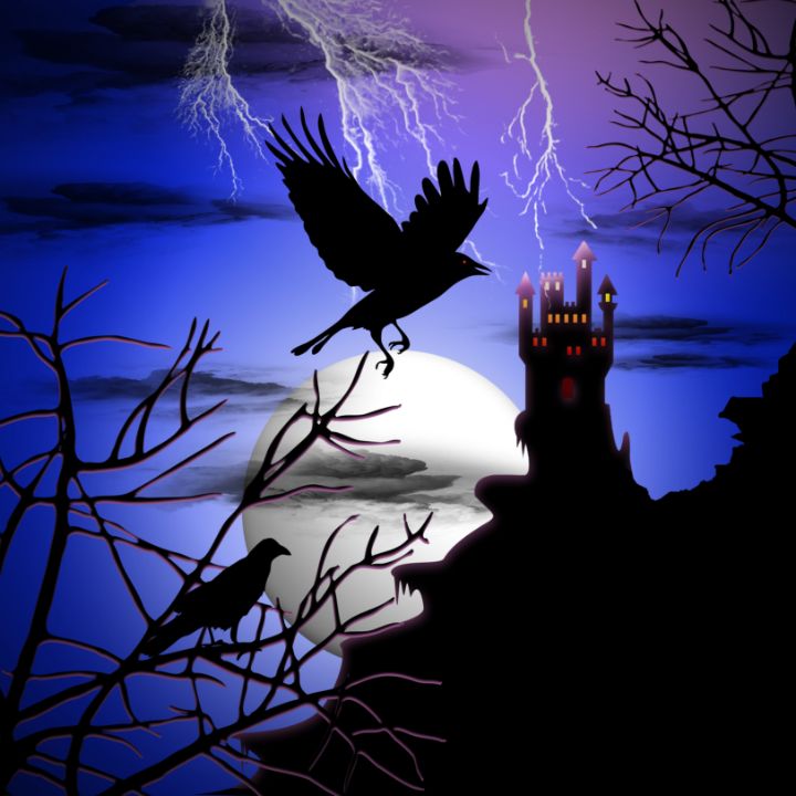 Raven's Haunted Halloween Castle - BluedarkArt