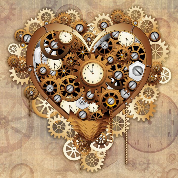 Steampunk Heart Desk Clock