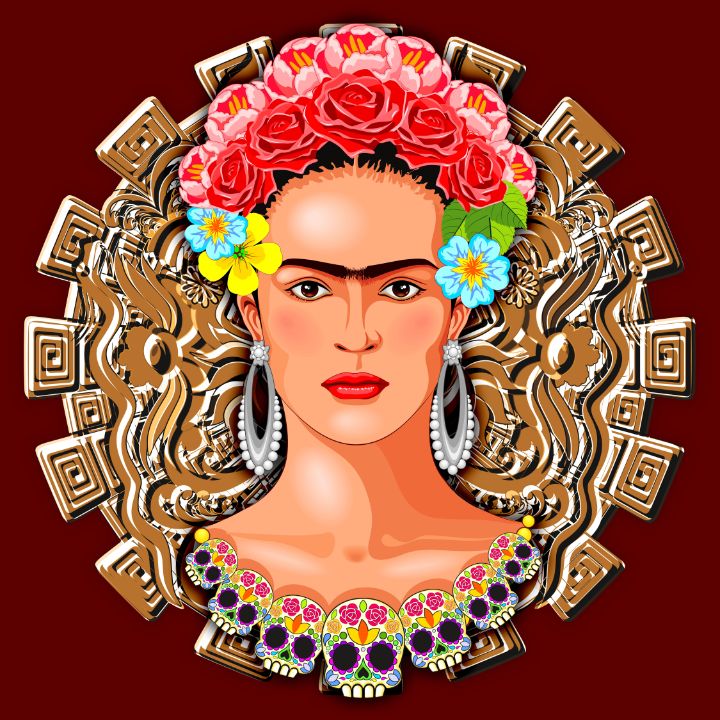 Frida Kahlo Aztec Golden Sun - BluedarkArt