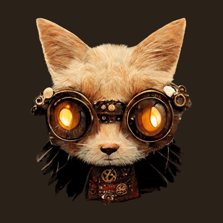 Cat Steampunk Retro Gothic Kitty - BluedarkArt