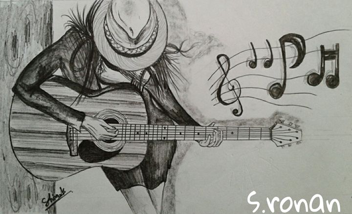 sketch #drawing #pencil #girl #guitar #music #telentedgir… | Flickr