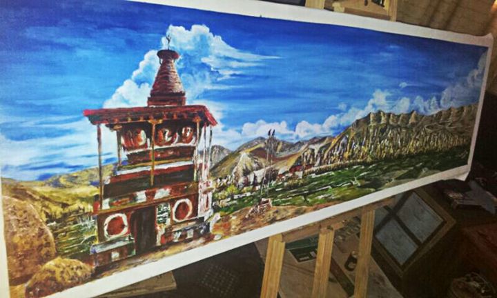 acrylic painting of nepal - Sunil gurung