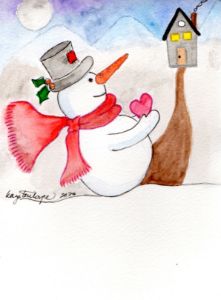 Snowman bringing love
