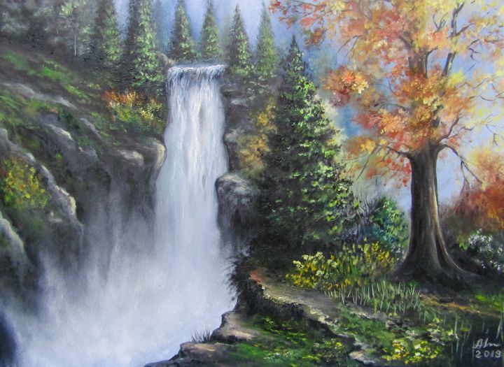 Waterfall Antonina Paintings And Prints Landscapes And Nature Waterfalls Artpal