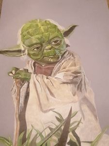 Colour pencil Yoda