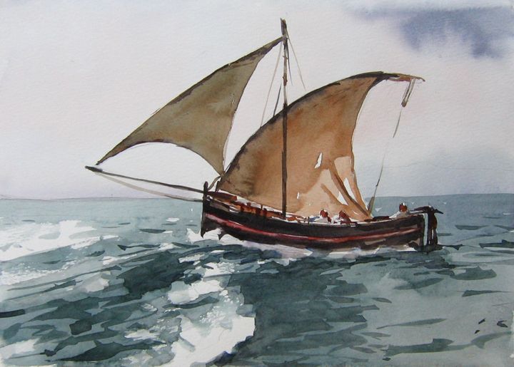 stormy sea sailing - Goran Žigolić Watercolors