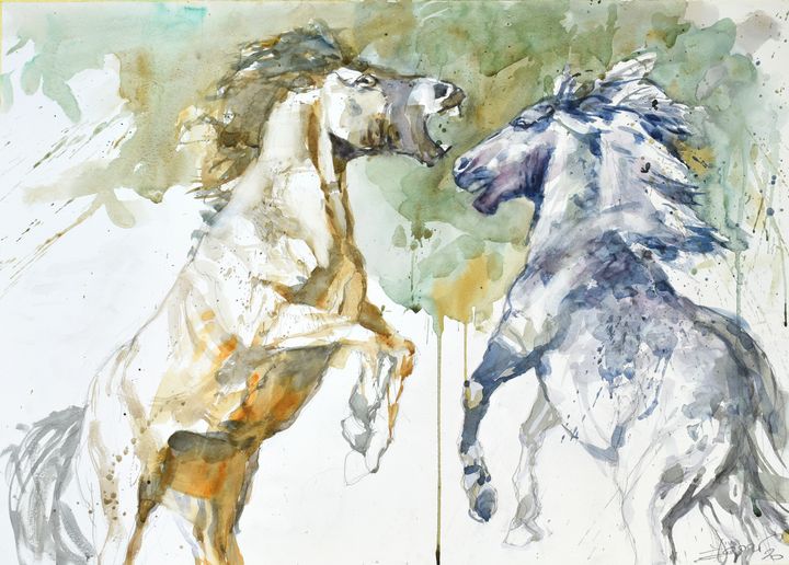 PLaying horses - Goran Žigolić Watercolors