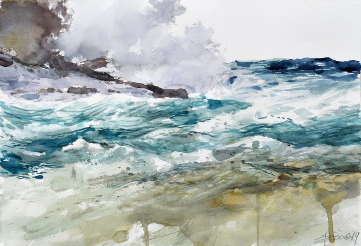 Waves of the mighty sea - Goran Žigolić Watercolors