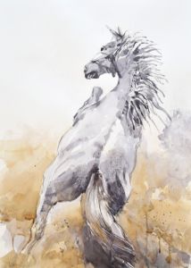 Prancing horse painting - Goran Žigolić Watercolors