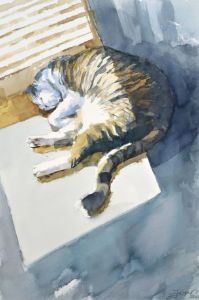 Sleeping cat - Goran Žigolić Watercolors