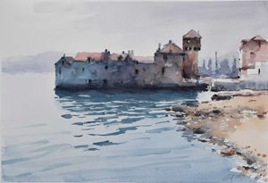 Sea castle (Adriatic entries) - Goran ŽIgolić Watercolors