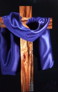 Cross blue drape