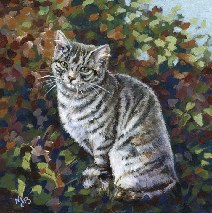 Le Chat Gris Grey Cat Nicole Barriere Jahan Paintings Prints Animals Birds Fish Cats Kittens Non Pedigreed Cats Tabby Cat Artpal