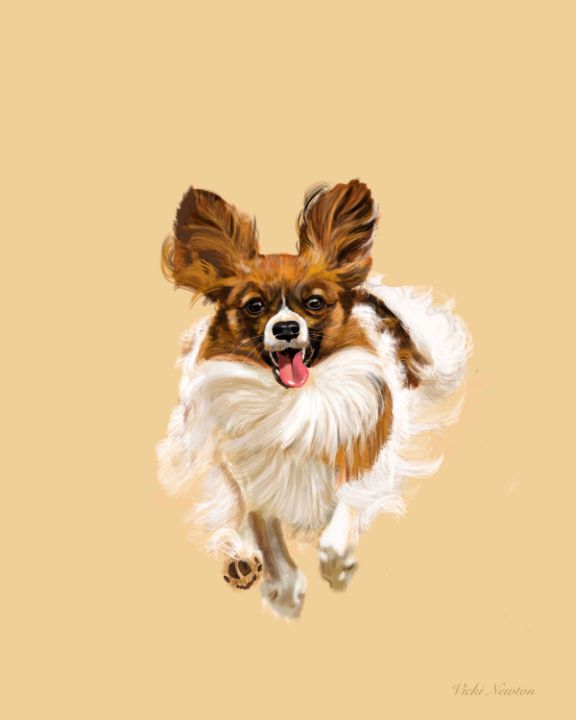 Papillon on the Way Home - Dogone Art