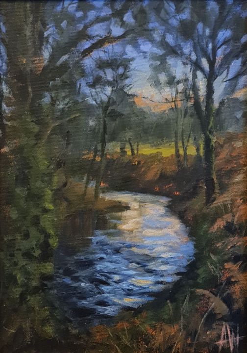 River Beneath Evening Sunlight - Antony Wootten