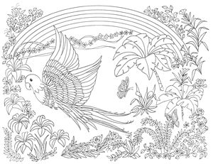 Tropical Parrot ready to color