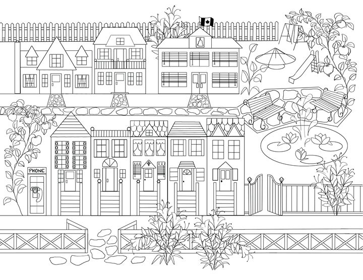 The neighborhood ready to color - PJTimmermans - Drawings