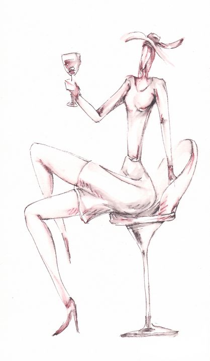 Woman drinking red wine - Nickyfin
