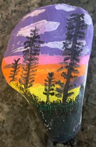 Landscape painted rock - doorstop - Retta's Happy Art