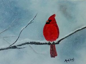 Winter Cardinal - Blue Horse Fine Art Co. - Paintings & Prints, Animals,  Birds, & Fish, Birds, Cardinals - ArtPal