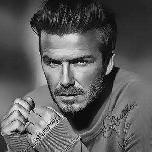 David Beckham Art with Autograph