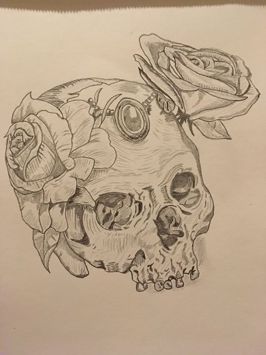 Bones and roses - Becky young - Drawings & Illustration, Flowers ...