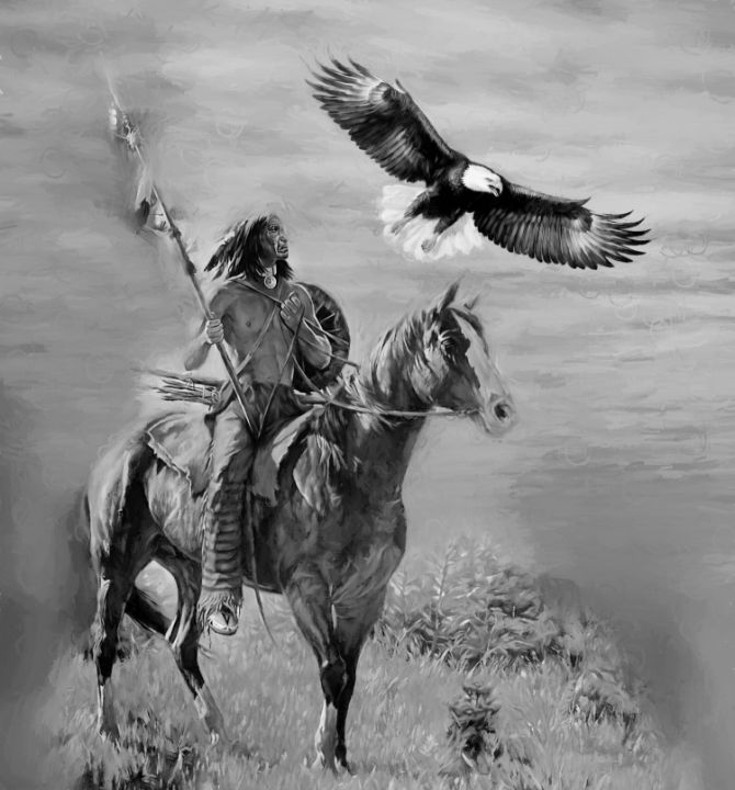 Native American Hunting on horse - Gull G - Paintings & Prints