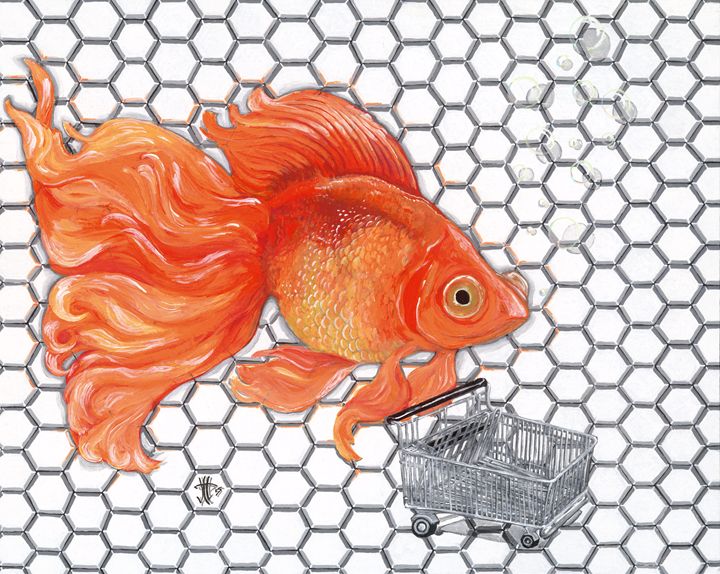 Attention Goldfish Shoppers - Jo Shmo Art