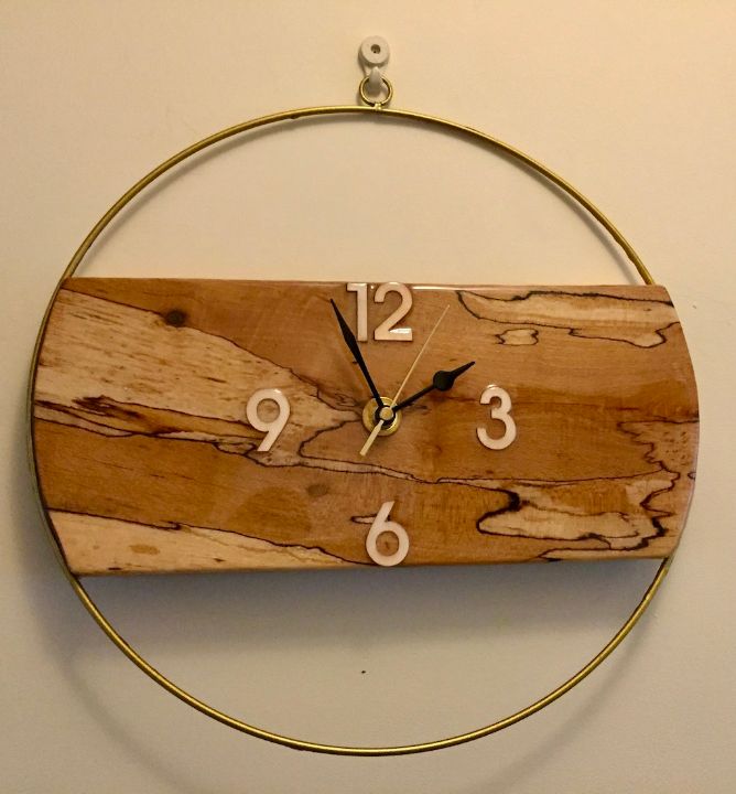 Solid Oak Wood Wall Clock, Skeleton Clock