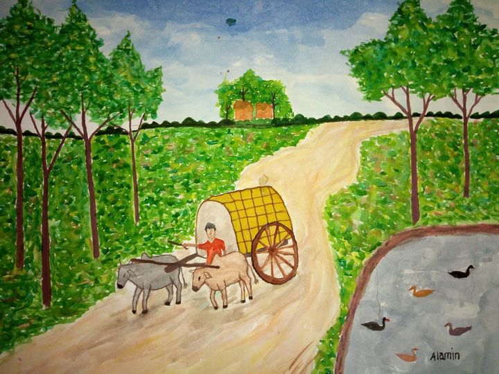 Farmer riding a bullock cart. Vector illustration on white background  11756427 Vector Art at Vecteezy