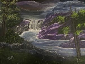 Mountain side cave waterfall - CKMcCoy Painting Oasis
