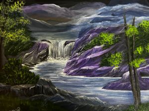 Mountain side cave waterfall - CKMcCoy Painting Oasis