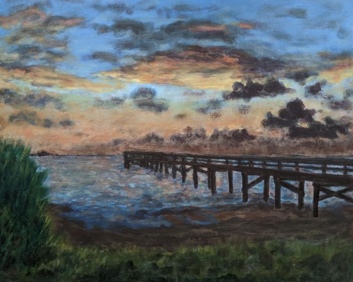 Original Painting on Canvas, Lakeside Sunset 16x20