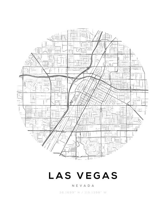 Las Vegas City Map On Paper Print