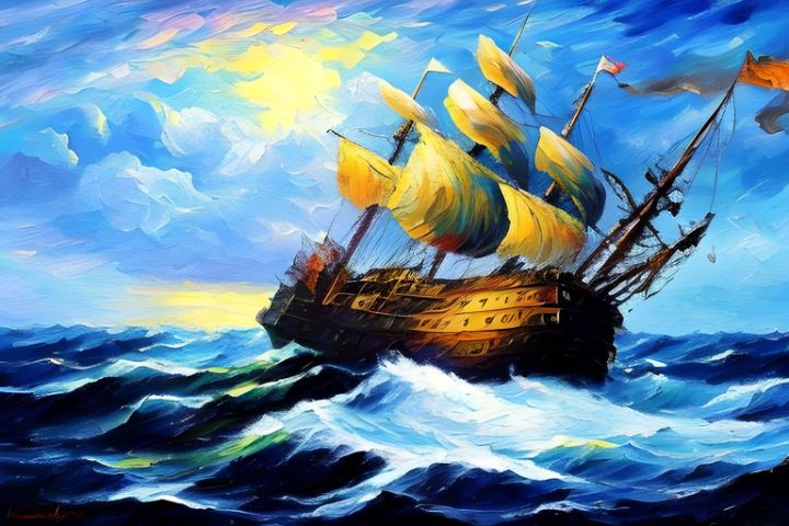 ghost pirate ship painting