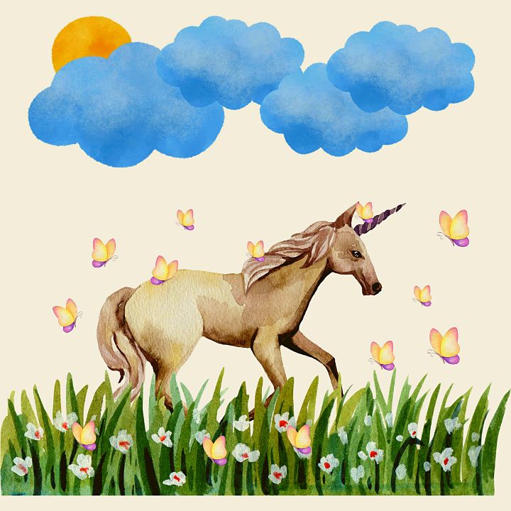 Cute watercolor unicorn. - kopra art work